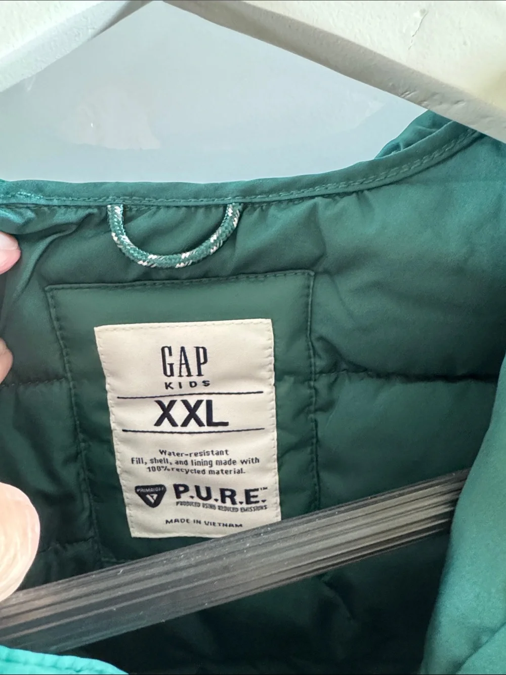 GAP Kids Lightweight Recycled Primaloft Puffer Jacket XXL 14-16 Balsam Tree
